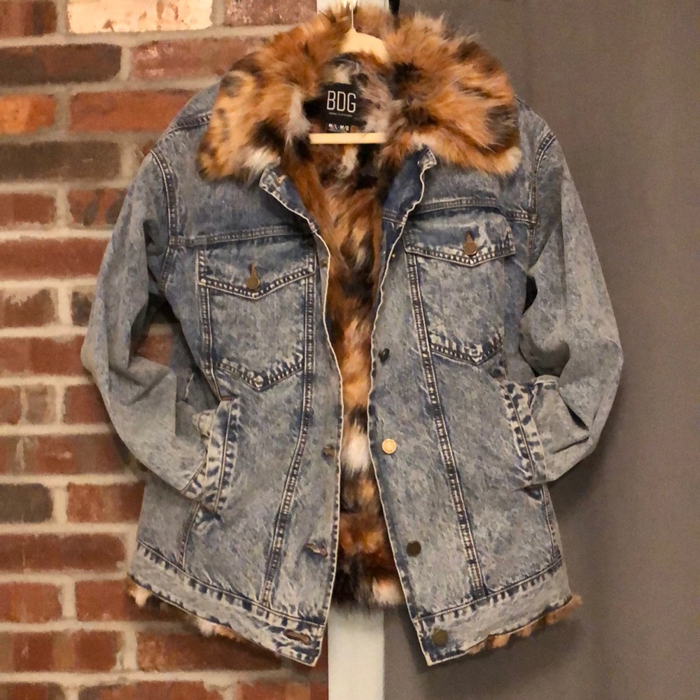 Denim fur jacket